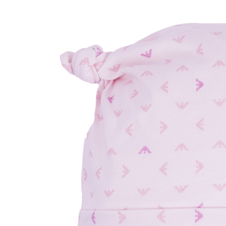EMPORIO ARMANI Berretto stampato in cotone rosa neonato