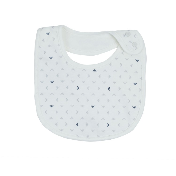 EMPORIO ARMANI Set regalo tutina, bavaglio, berretto stampate panna neonati