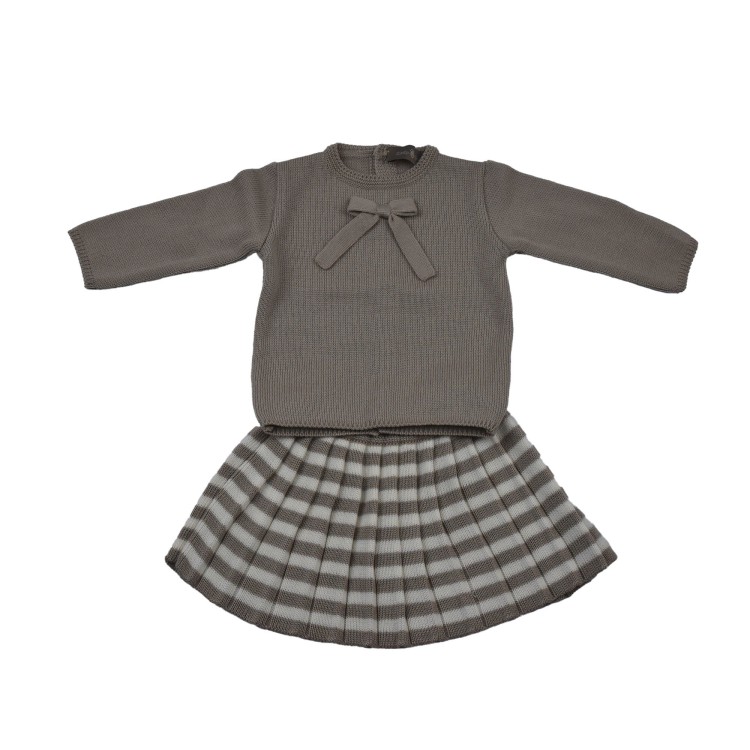 LITTLE BEAR Completo tortora gonna e maglia neonata