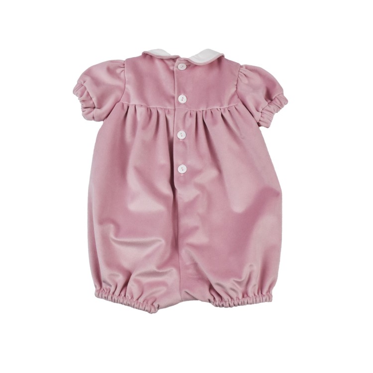 LITTLE BEAR Pagliaccetto rosa in velluto neonata