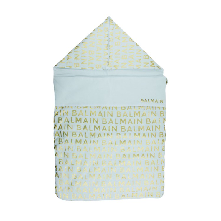 BALMAIN Sacco nascita bianco logato oro