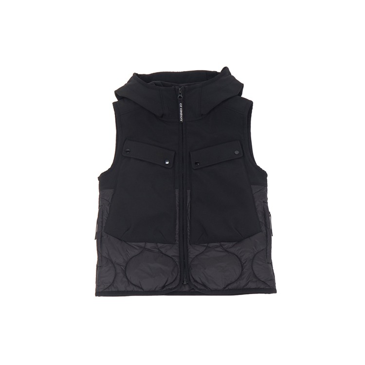 C.P. COMPANY Gilet nero imbottito con cappuccio bambino