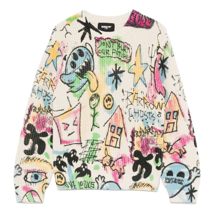 BARROW Maglione crema fantasia unisex