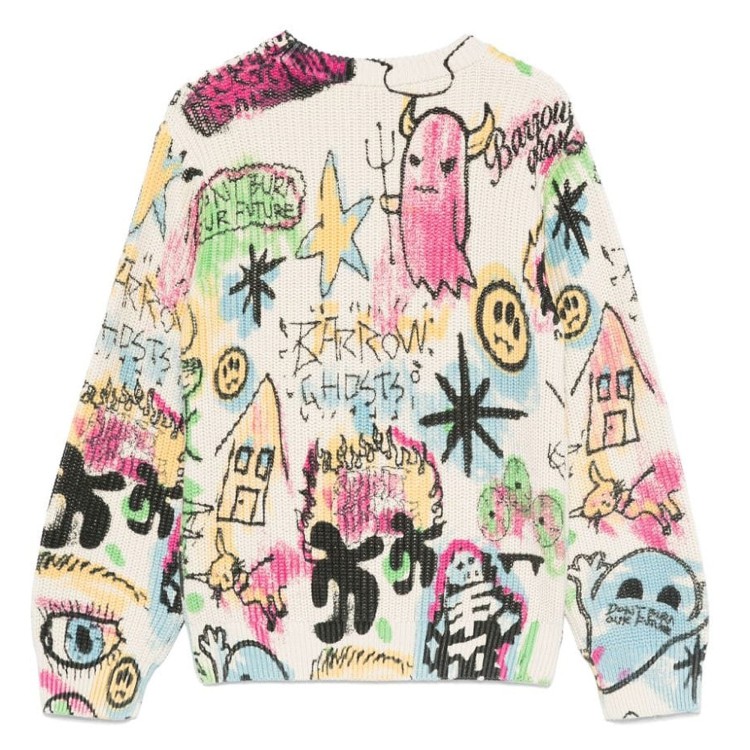 BARROW Maglione crema fantasia unisex