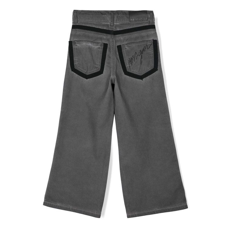MSGM Pantaloni grigi con logo strass bambina