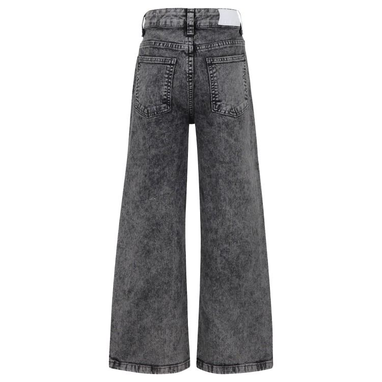 MSGM Jeans grigio denim con strass bambina