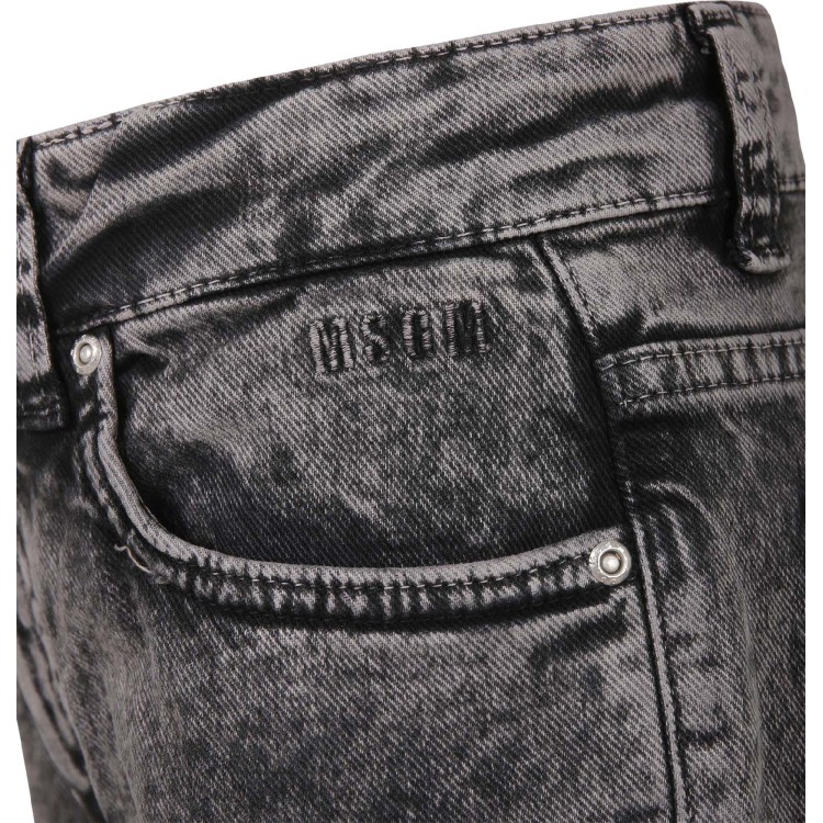 MSGM Jeans grigio denim con strass bambina