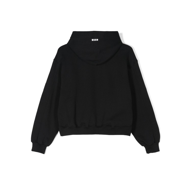 MSGM Felpa nera con cappuccio dettaglio strass bambina