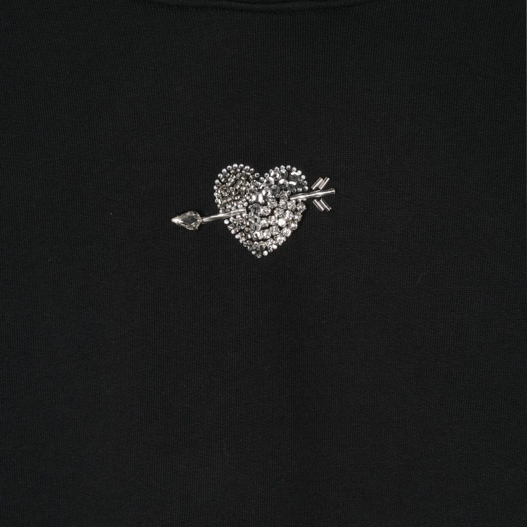 MSGM Felpa nera con cappuccio dettaglio strass bambina