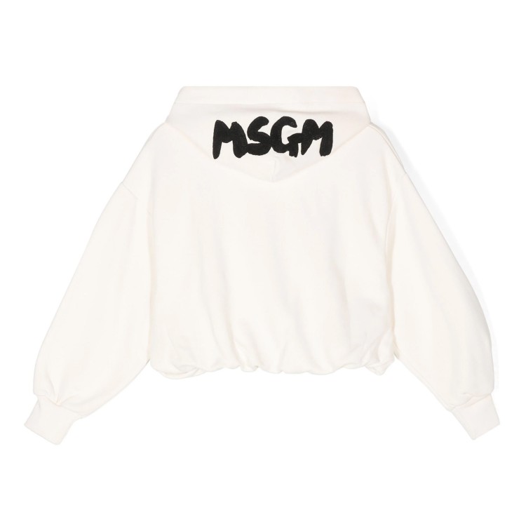 MSGM Felpa bianca con cappuccio e stampa bambina