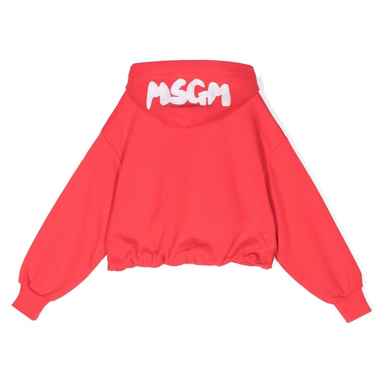 MSGM Felpa rossa con cappuccio e stampa bambina