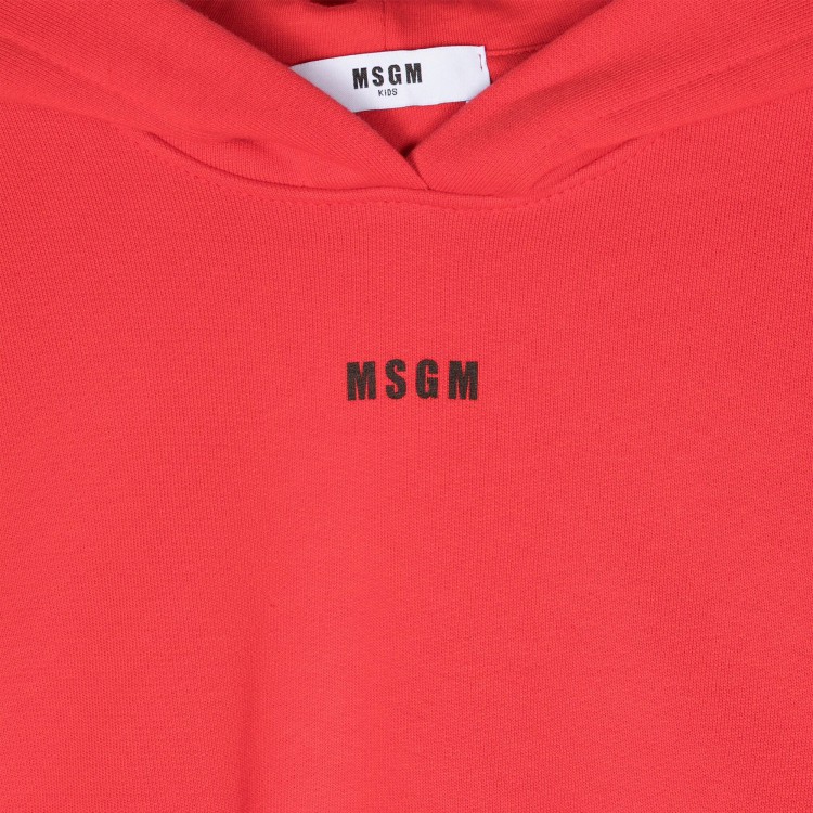 MSGM Felpa rossa con cappuccio e stampa bambina