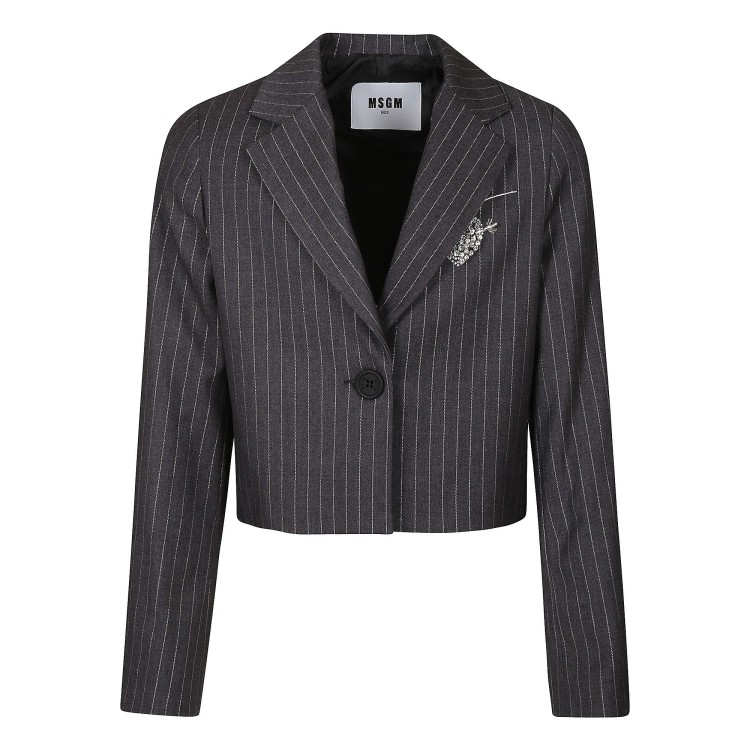 MSGM Blazer grigio gessato bambina