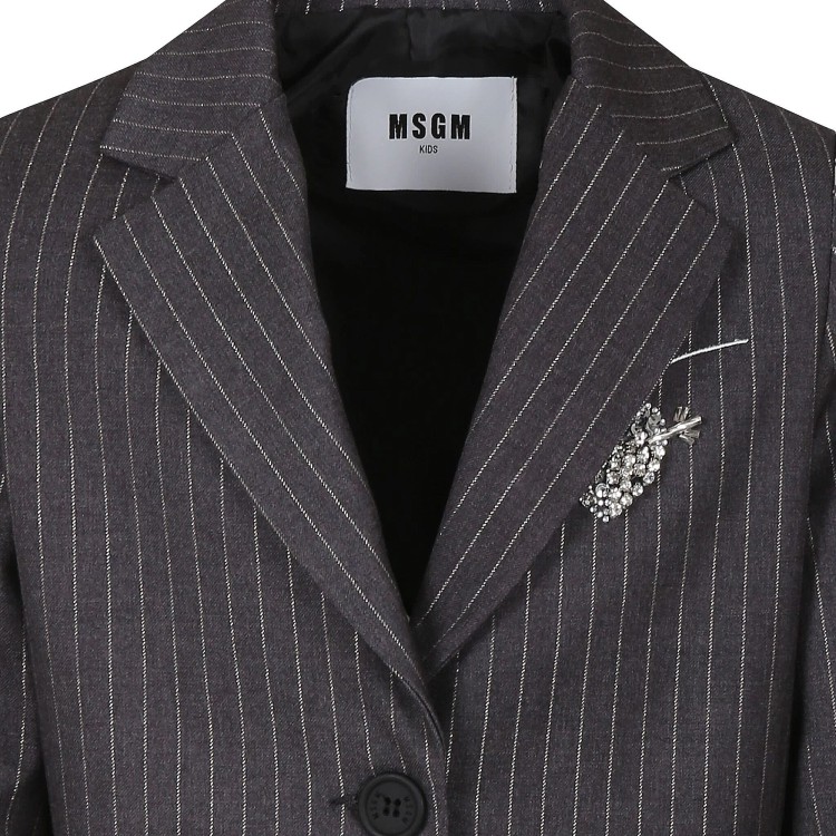 MSGM Blazer grigio gessato bambina