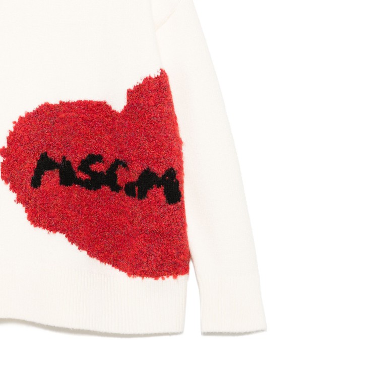 MSGM Maglione bianco con ricamo cuore bambina