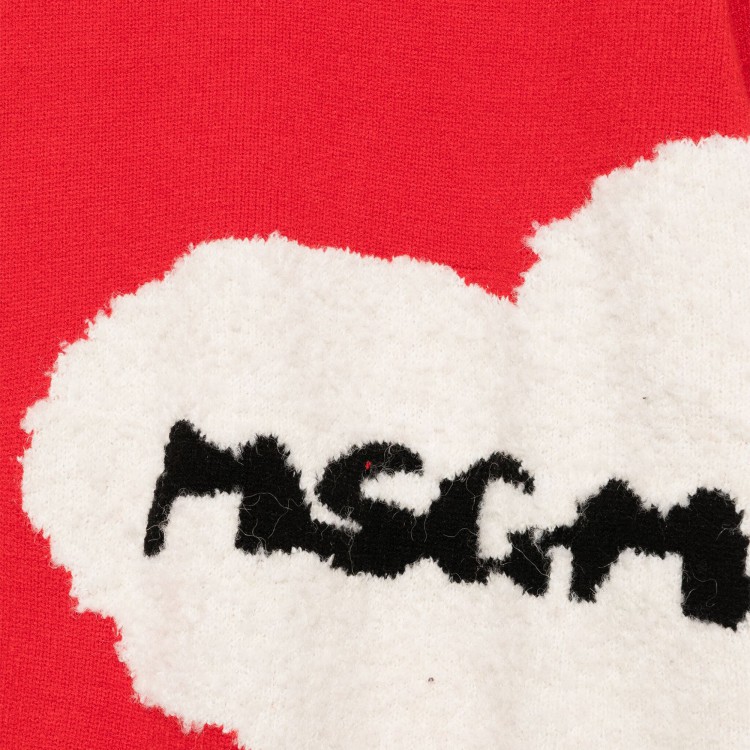 MSGM Maglione rosso con ricamo cuore bambina