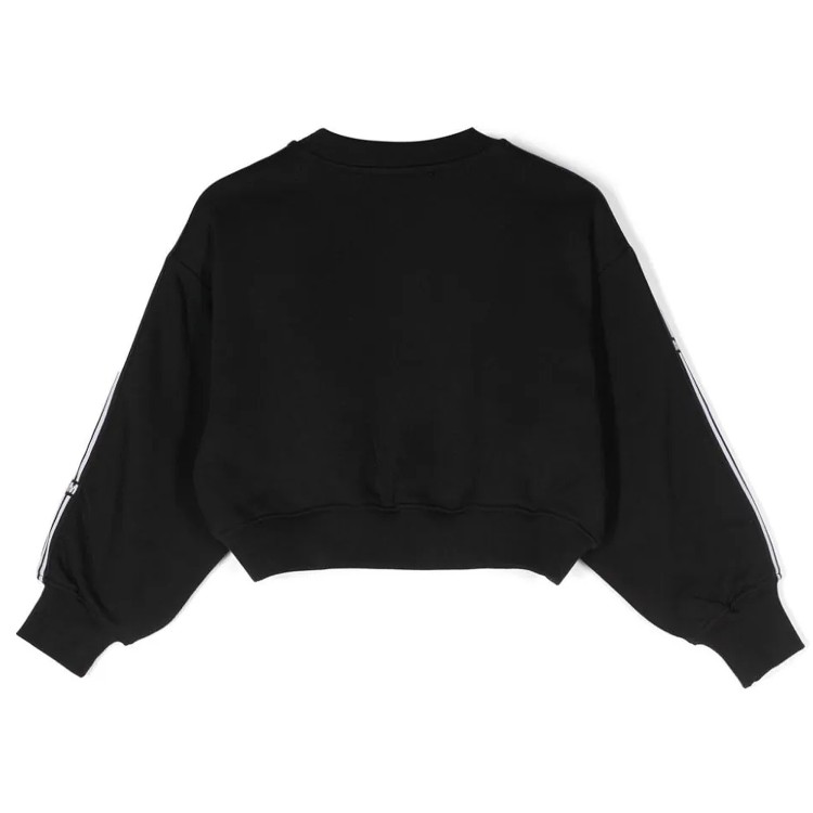 MSGM Felpa nera con banda logo cropped bambina