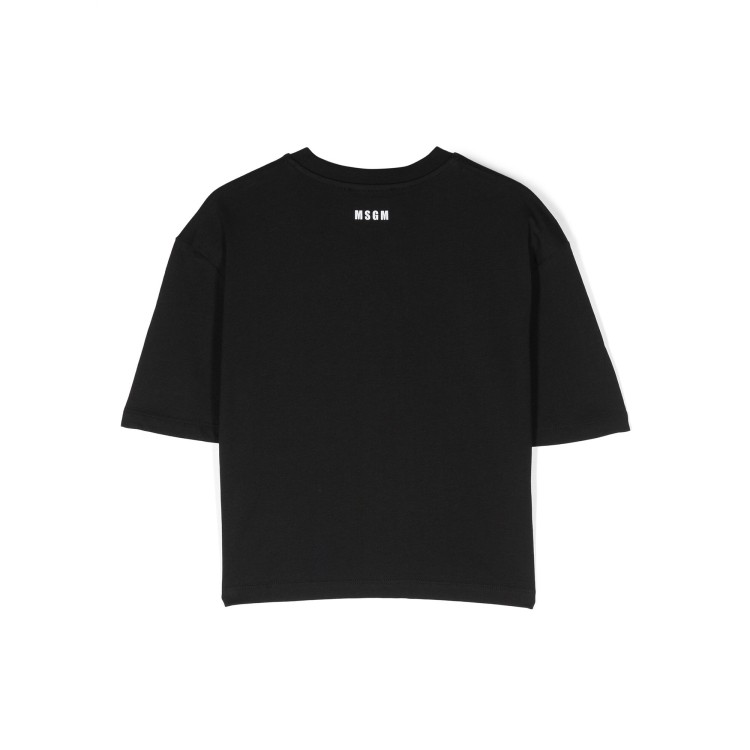 MSGM T-shirt nera con cuore strass bambina