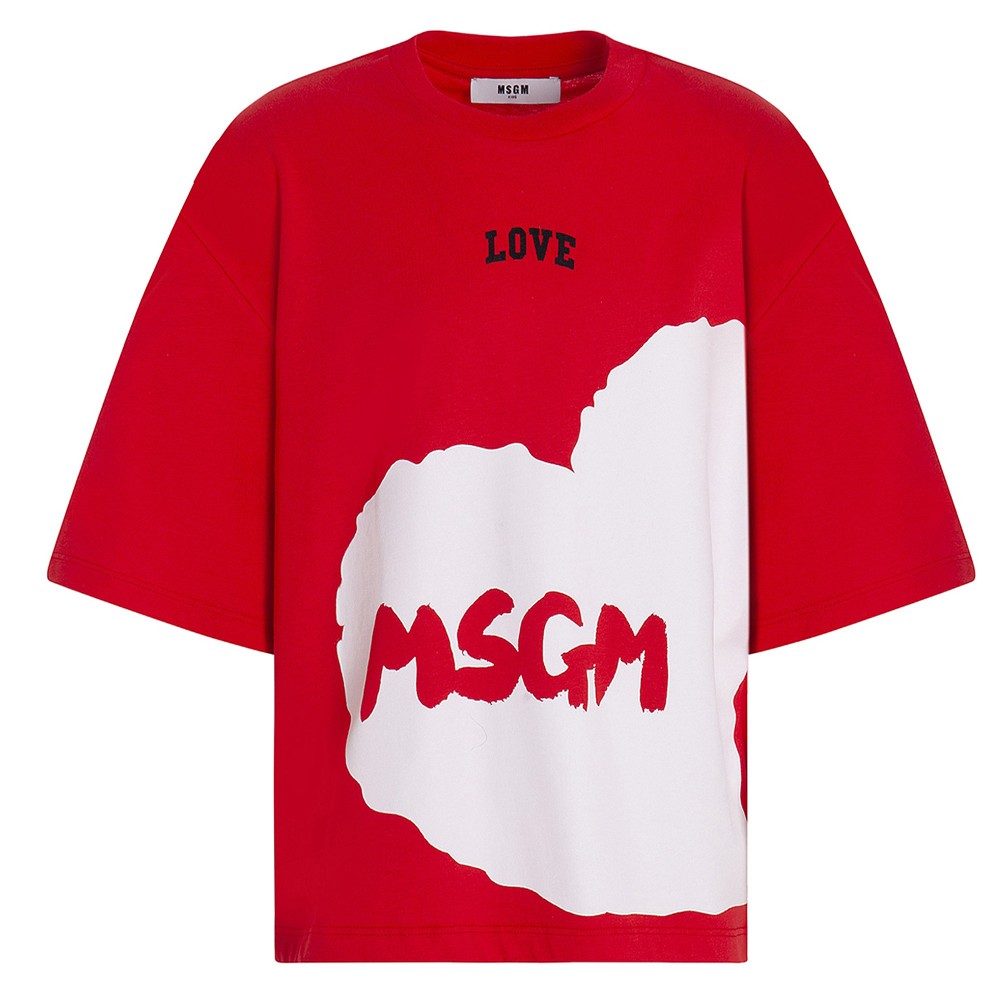 MSGM T-shirt rossa con logo...