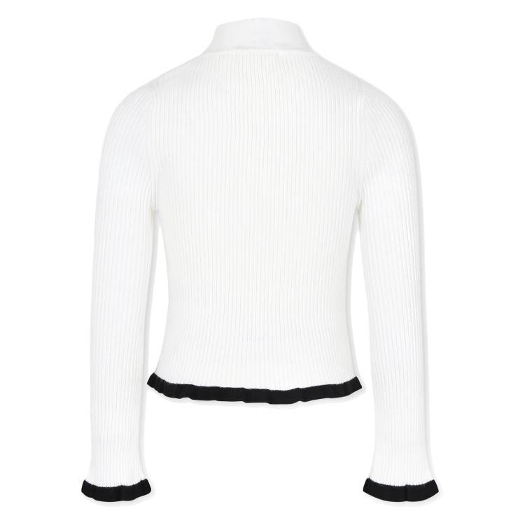 MSGM Maglione bianco a coste e collo alto bambina