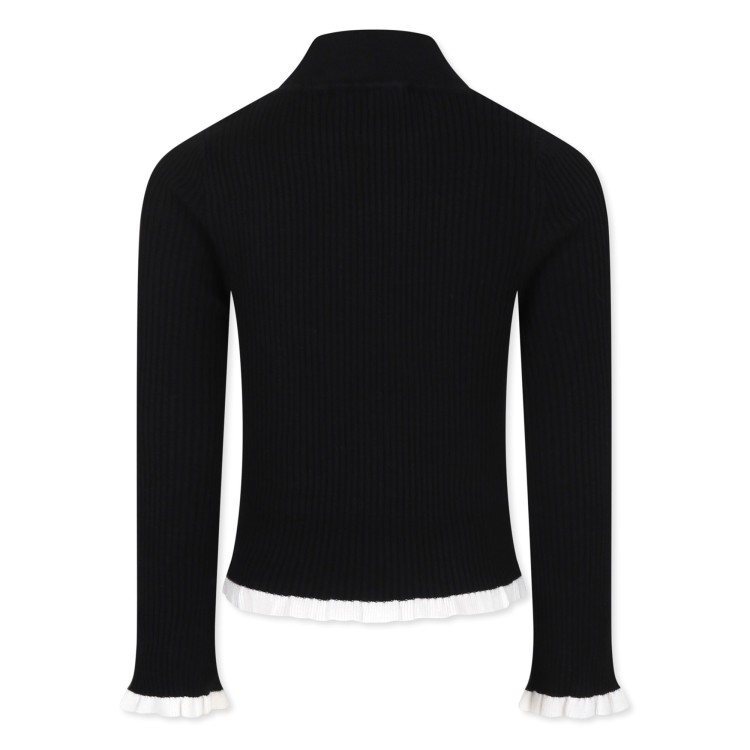 MSGM Maglione nero con dettagli bianchi a coste bambina