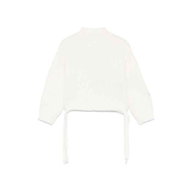 MSGM Maglione bianco con logo a intarsi bambina