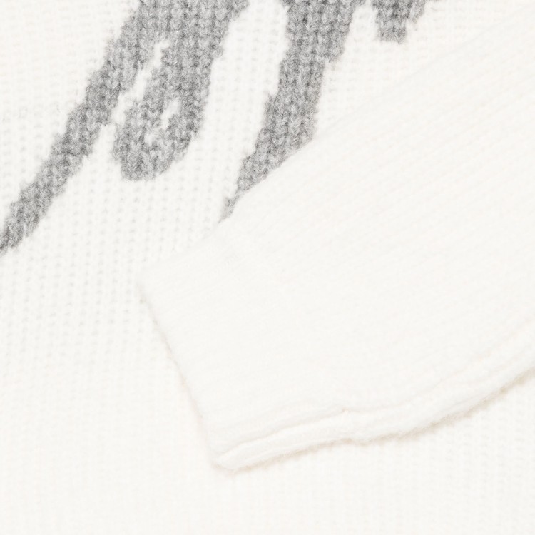 MSGM Maglione bianco con logo a intarsi bambina