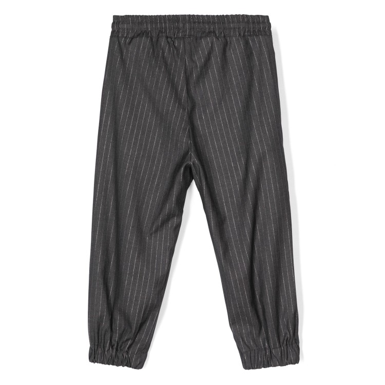 MSGM Pantaloni grigi con ricamo gessato lurex bambina