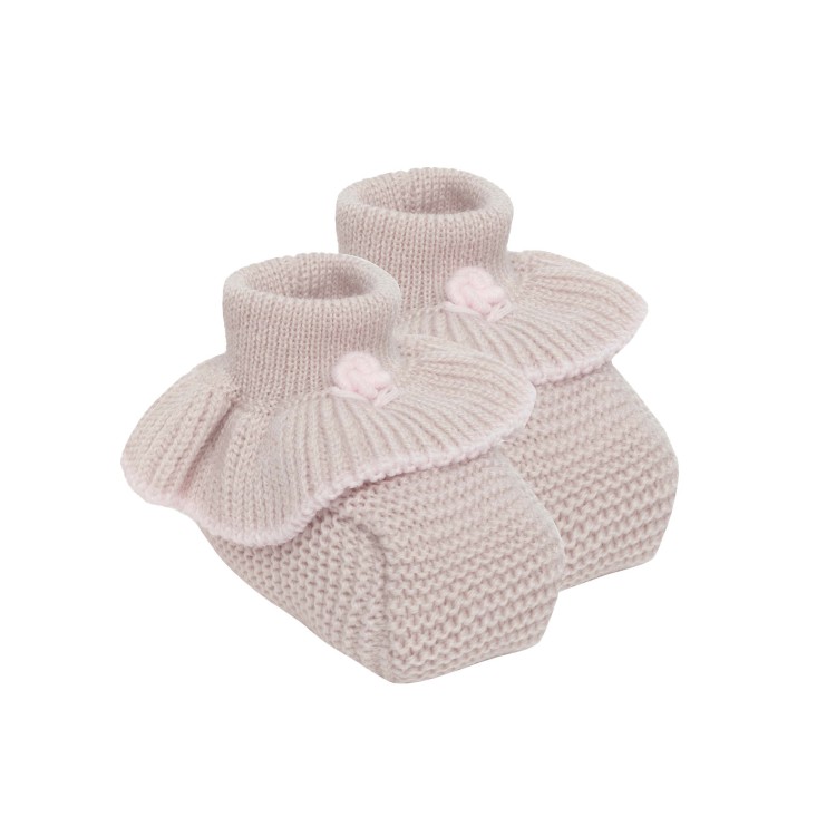 MARLU' Scarpine tortora in filo di lana neonata