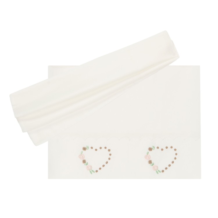 MARLU' Set lenzuolino bianco con ricami neonata