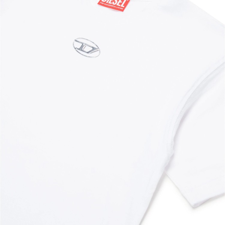 DIESEL T-shirt bianca Oval D bambina
