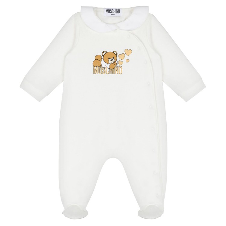 MOSCHINO Tutina bianca con stampa neonata