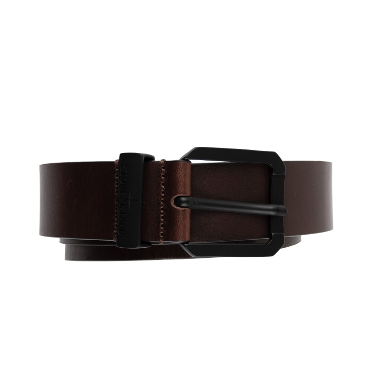 STONE ISLAND Cintura in pelle testa di moro per bambini