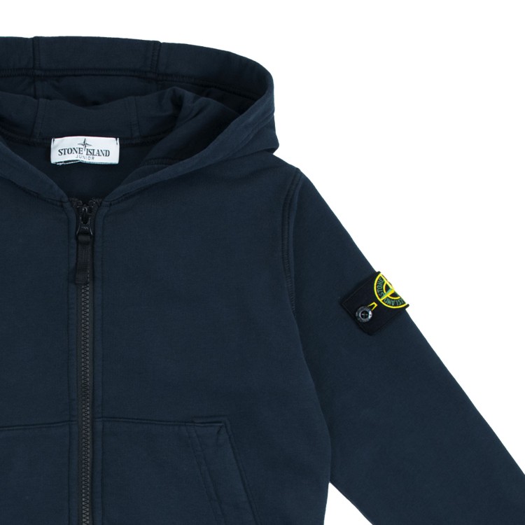 STONE ISLAND Felpa cappuccio con zip blu bambino