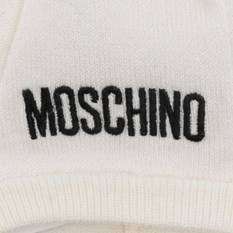 MOSCHINO Cappello bianco con pompon neonata
