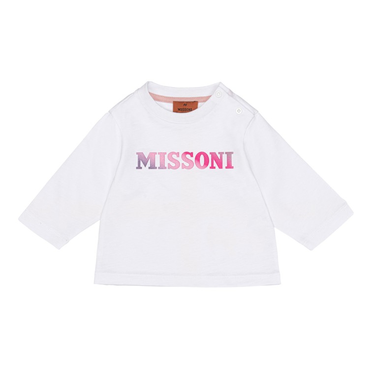 MISSONI T-shirt bianca con logo per neonata