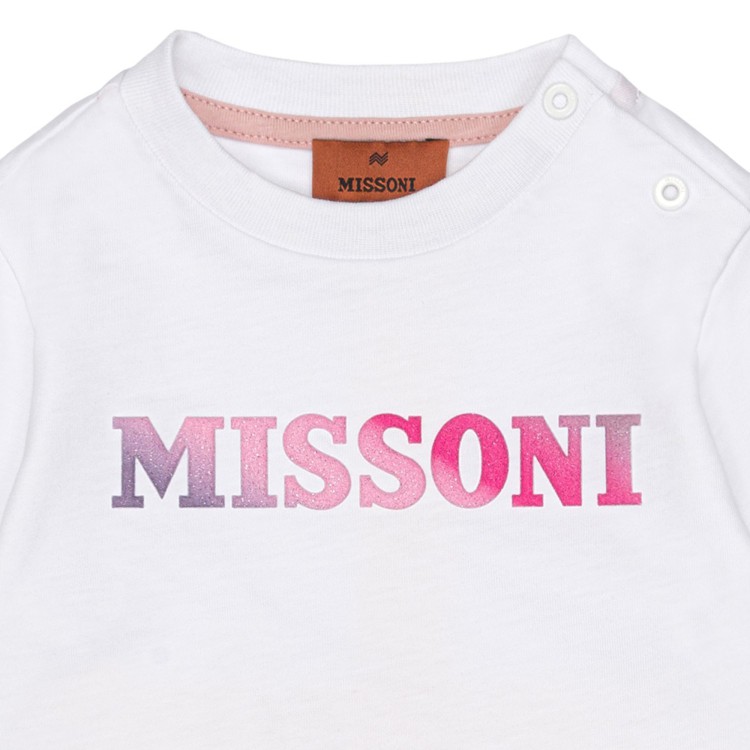 MISSONI T-shirt bianca con logo per neonata