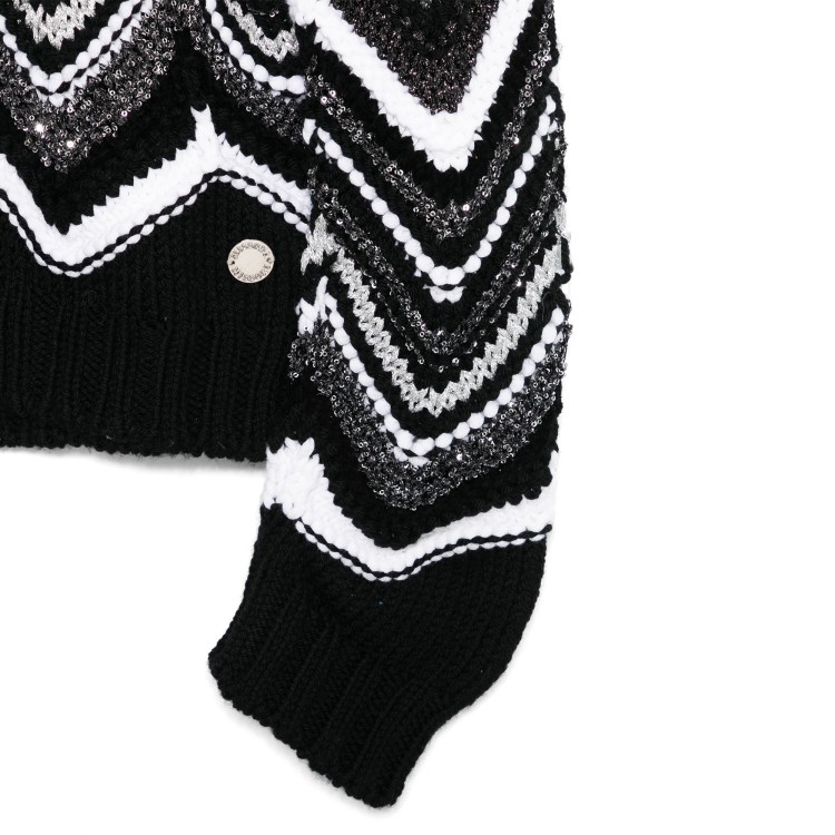 MISSONI Maglione bianco e nero con motivo zig zag bambina