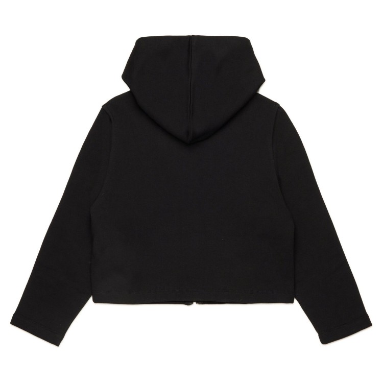 MAX&CO Felpa nera con cappuccio in cotone con cerniera bambina