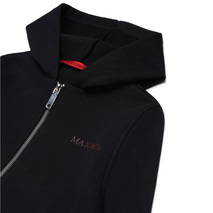 MAX&CO Felpa nera con cappuccio in cotone con cerniera bambina