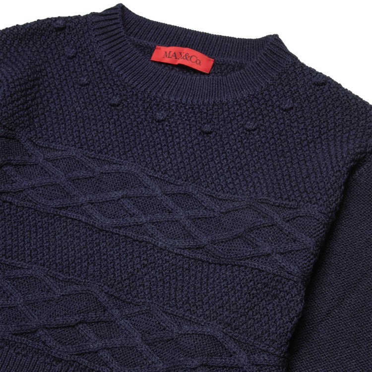 MAX&CO Maglione blu a maglia intrecciata bambina