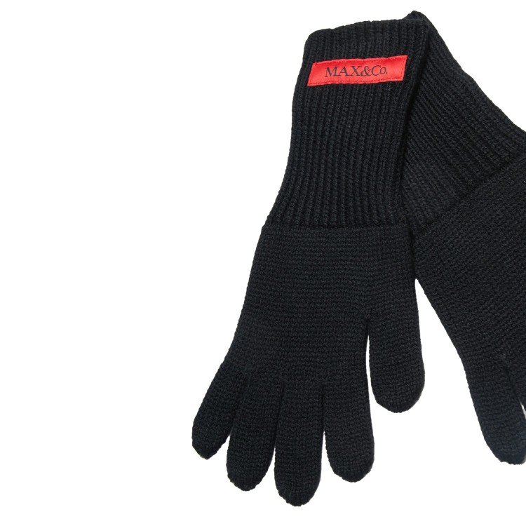 MAX&CO Guanti neri misto lana con logo bambina