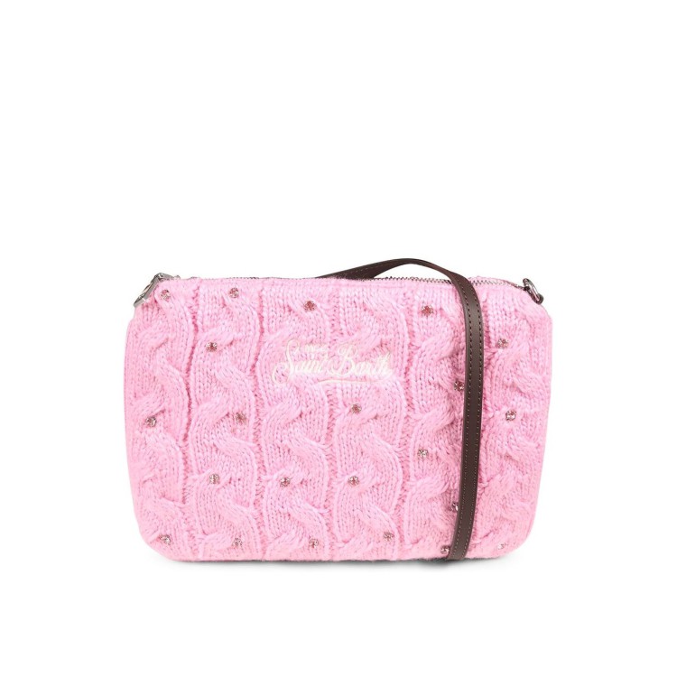 SAINT BARTH Pochette rosa Parisienne a trecce con strass bambina