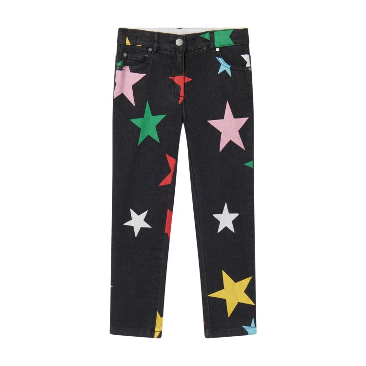 STELLA McCARTNEY Jeans nero con motivo stella bambina