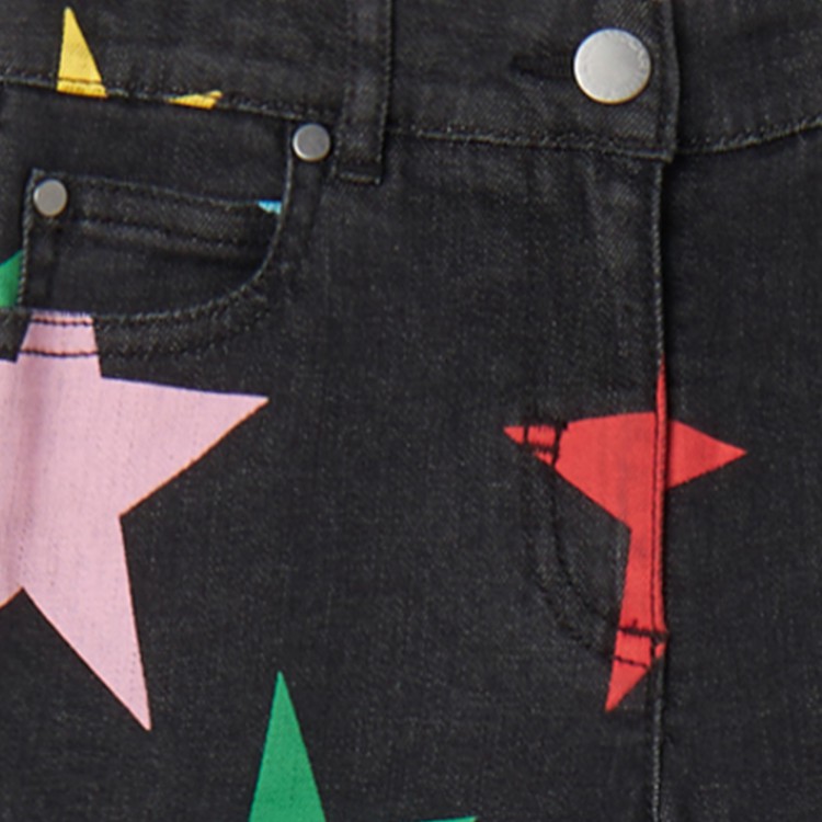STELLA McCARTNEY Jeans nero con motivo stella bambina