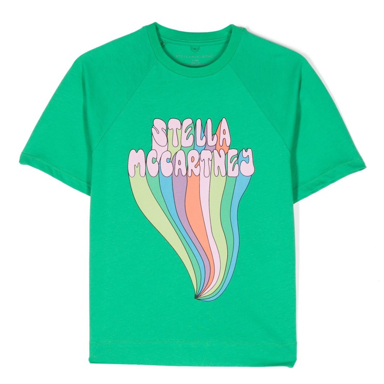 STELLA McCARTNEY T-shirt verde con grafica Stella bambina