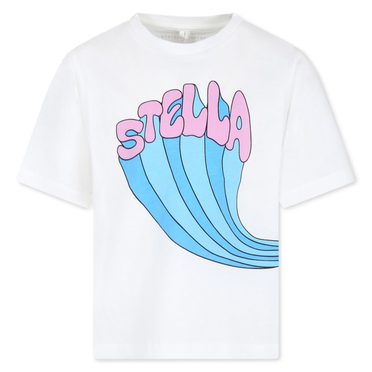 STELLA McCARTNEY T-shirt bianca con stampa multicolor bambina