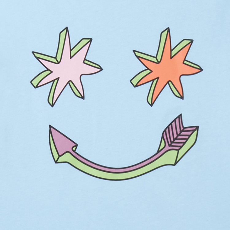 STELLA McCARTNEY T-shirt celeste con stampa smiley bambina