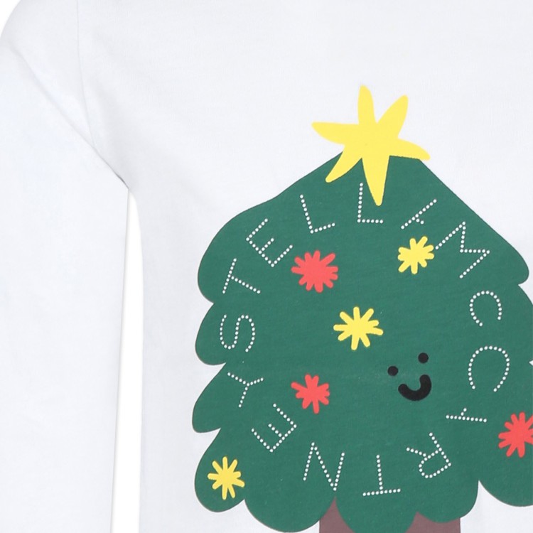 STELLA McCARTNEY T-shirt bianca a maniche lunghe con stampa bambina