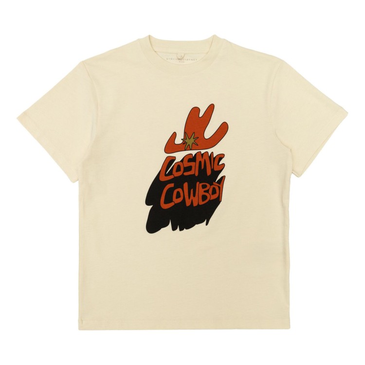 STELLA McCARTNEY T-shirt beige con stampa Cosmic Cowboy bambino